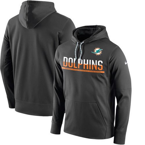 Men's Miami Dolphins Nike Anthracite Sideline Circuit Pullover Performance Hoodie